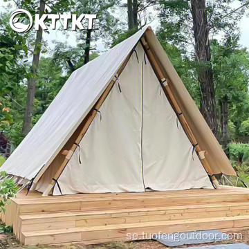 Beige White Outdoor Camping Triangular Chalet Tent